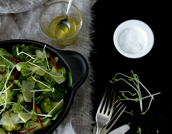 Grilled Broccoli Salad with Aged Parmesan, Cranberries and Chilli