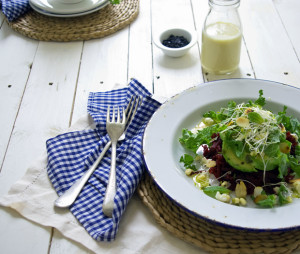 beetroot and kale salad with tahini dressing www.theluminouskitchen.com