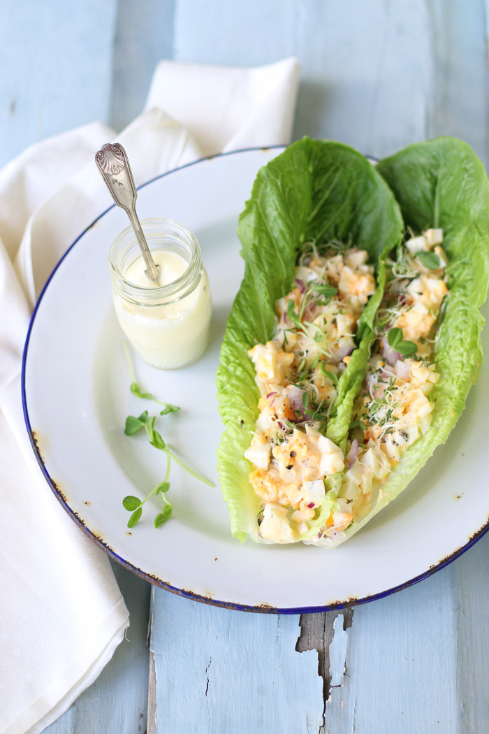 Lettuce Cups with Perfectly Boiled Eggs and Homemade Mayonnaise