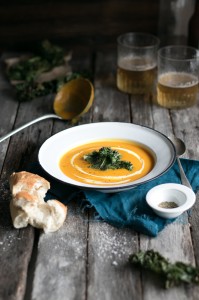 Butternut and Apple Soup With Salt and Vinegar Kale Chips~ The Luminous Kitchen