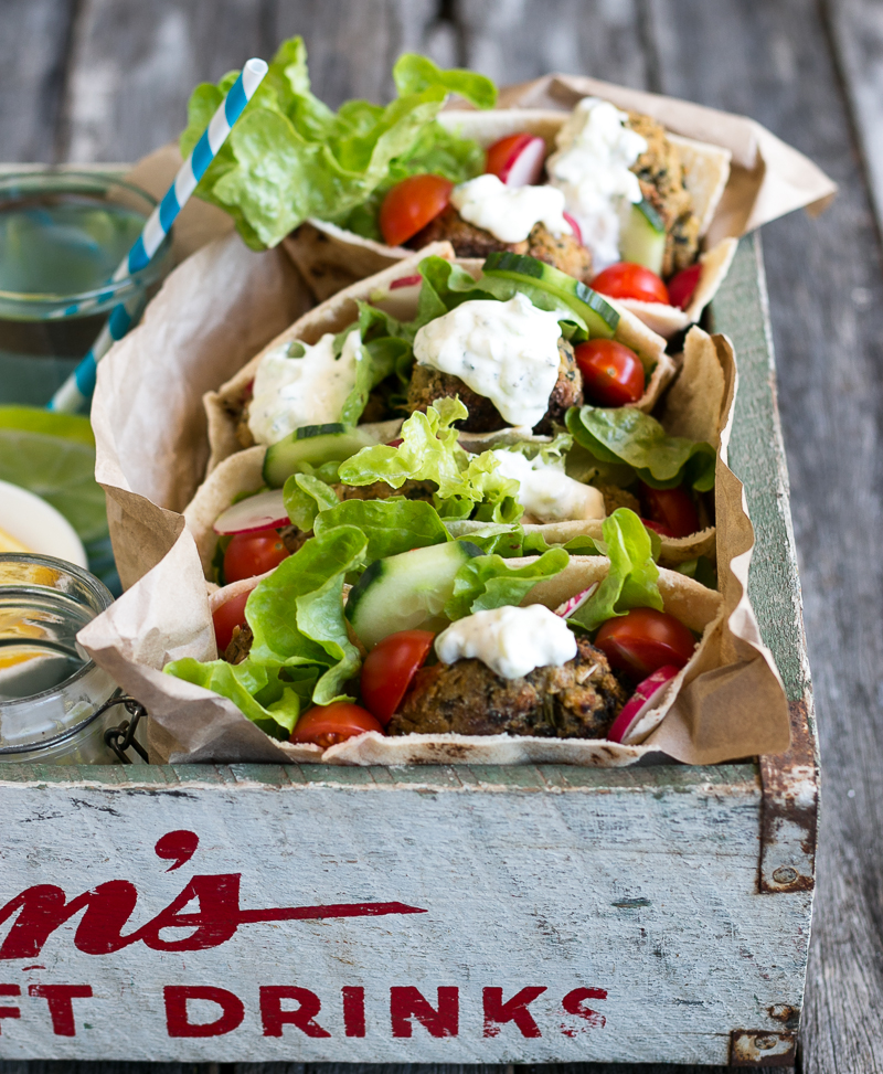 Baked Falafel Pockets with Tzatziki