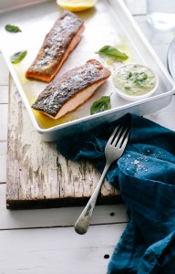 Crispy Skinned Salmon with Chermoula Sauce