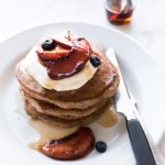 Buckwheat pancakes with baked peaches and vanilla bean yogurt || The Luminous Kitchen