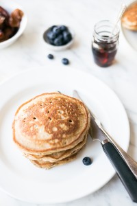 Buckwheat pancakes with baked peaches and vanilla bean yogurt || The Luminous Kitchen