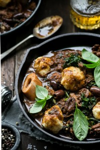 Slow Cooked Beef Stew with Ricotta Basil Dumplings