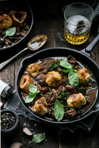 Slow Cooked Beef Stew with Ricotta Basil Dumplings