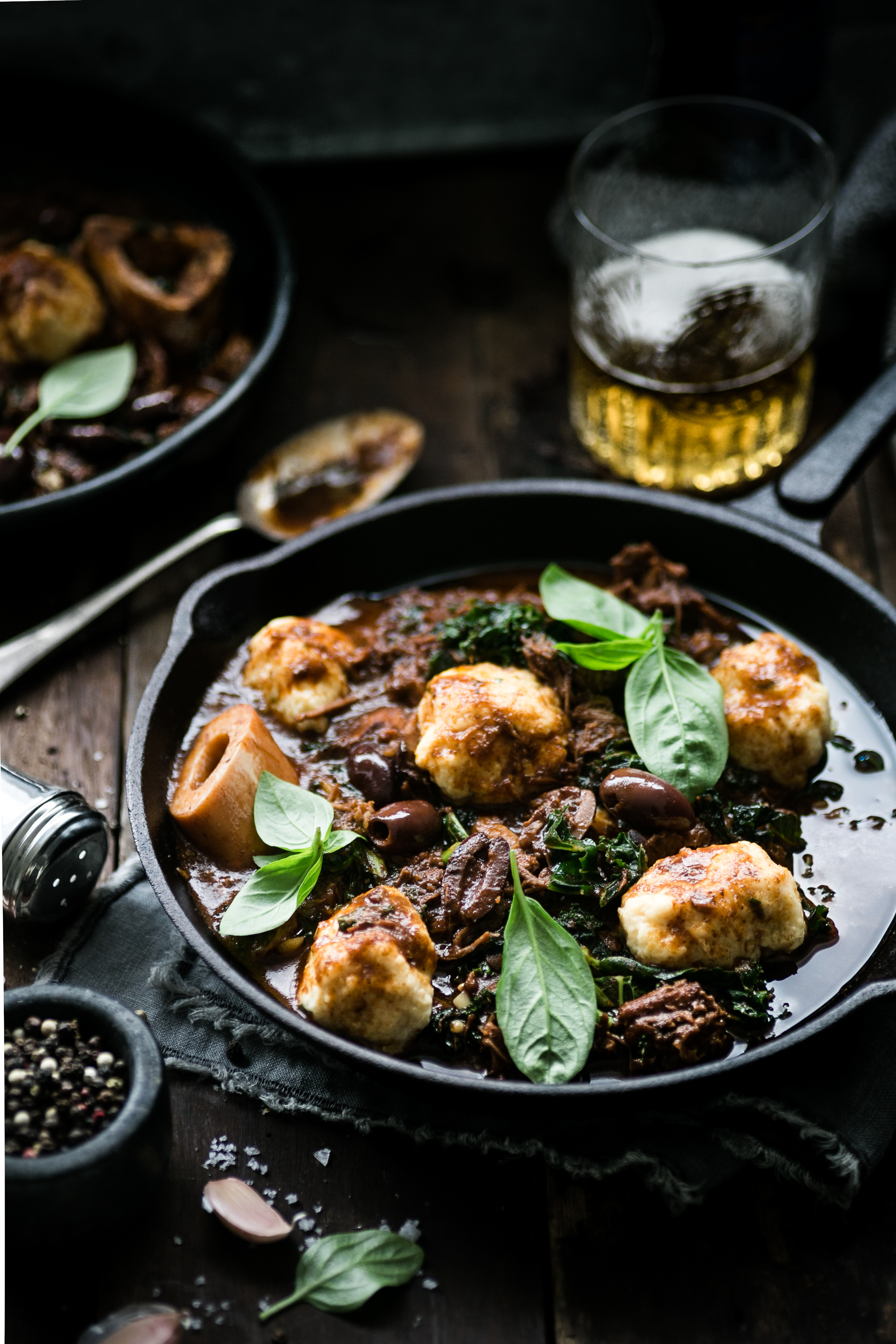 Slow Cooked Beef Stew with Ricotta Basil Dumplings