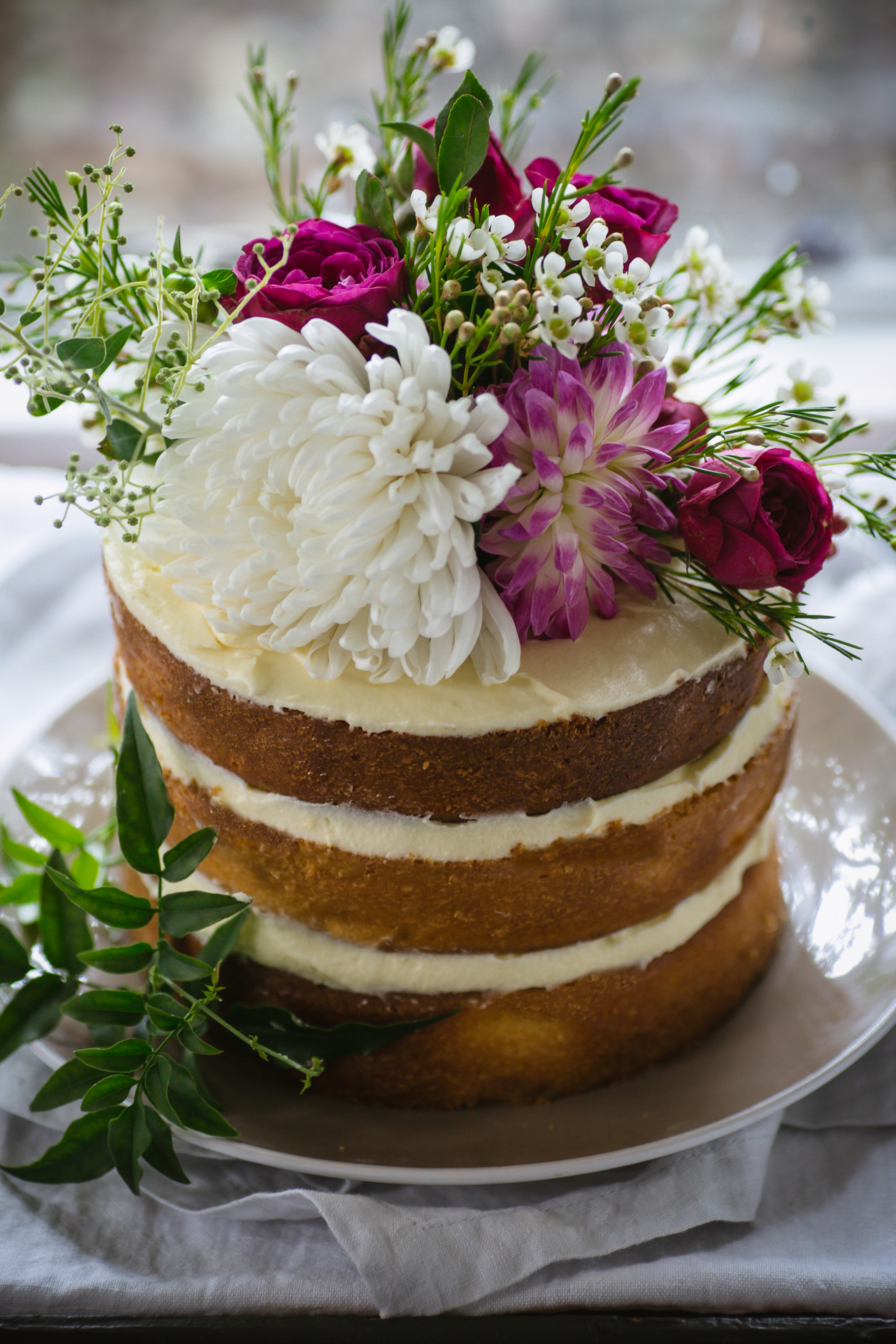 Spelt Flour Almond Cake with Rosewater Buttercream || The Luminous Kitchen